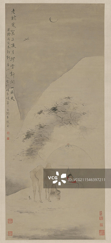 传统文化，绘画，清代，华喦，寒驼残雪图轴图片素材