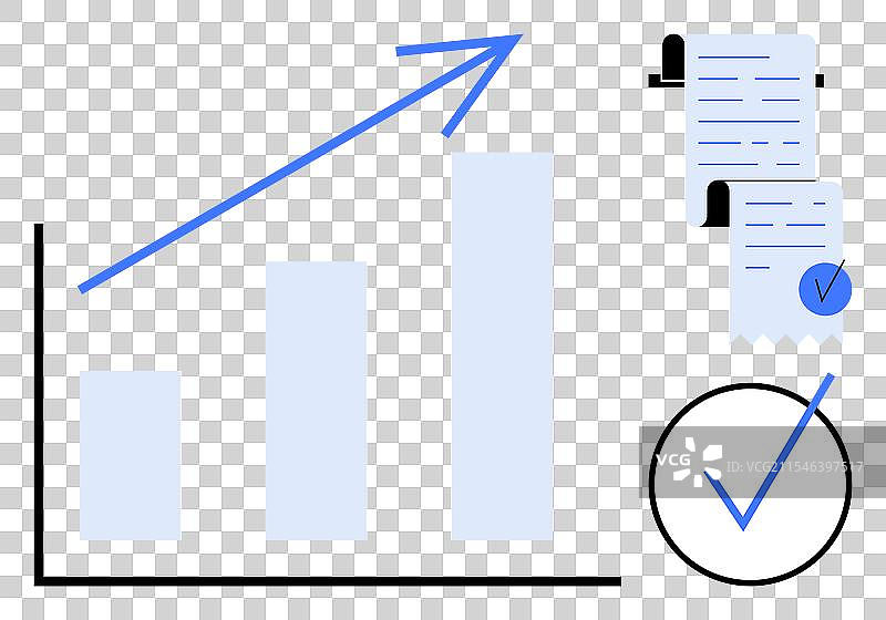 商业增长图表与财务文件图片素材