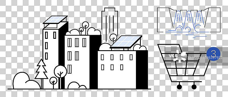 可持续发展的城市与绿色能源建筑图片素材