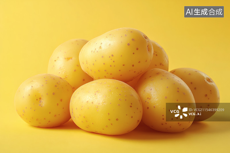 【AI数字艺术】黄色背景，洗干净的土豆图片素材