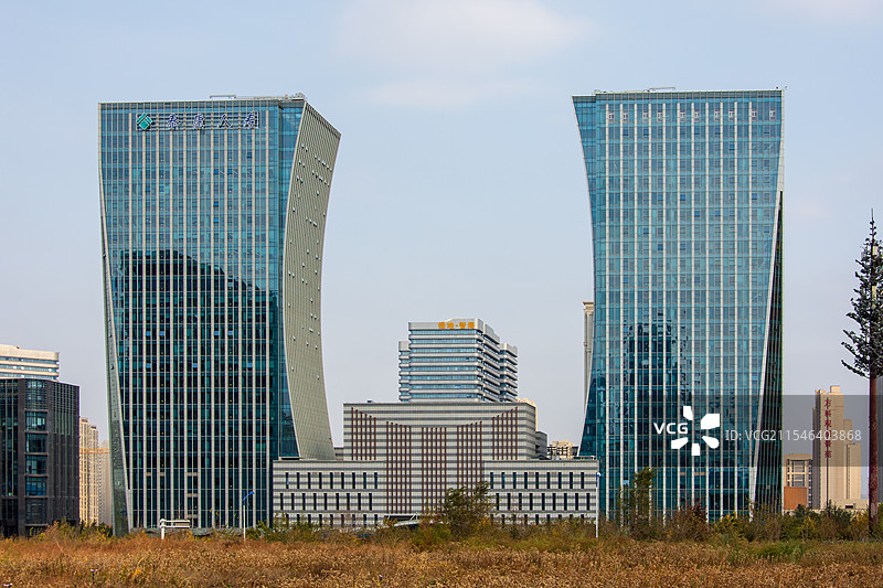 乌鲁木齐水磨沟区会展中心片区城市天际线图片素材