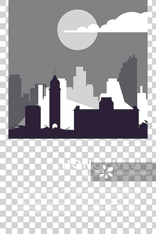 美国檀香山城市极简主义海报图片素材