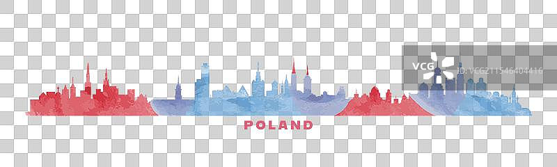 波兰城市全景天际线图片素材