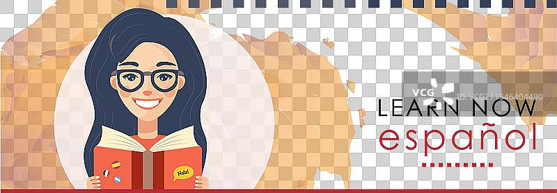 在线西班牙语学校课程概念图片素材