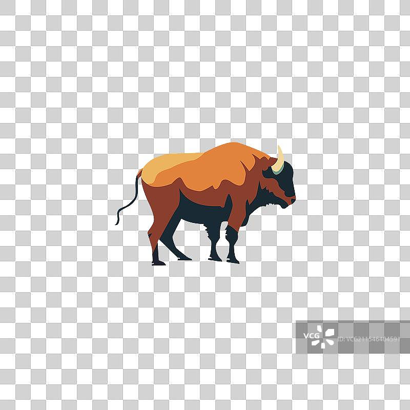 美国水牛或美洲野牛复古剪贴画图片素材
