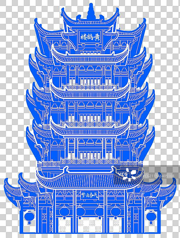 扁平风武汉城市建筑物黄鹤楼图片素材