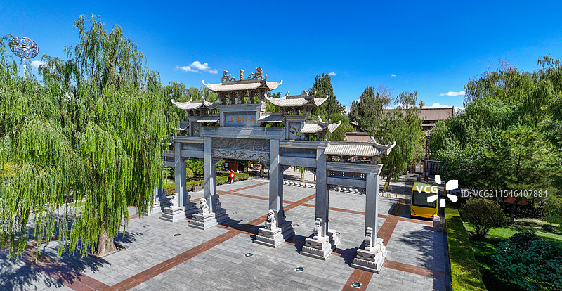 甘肃省张掖市大佛寺航拍图片素材