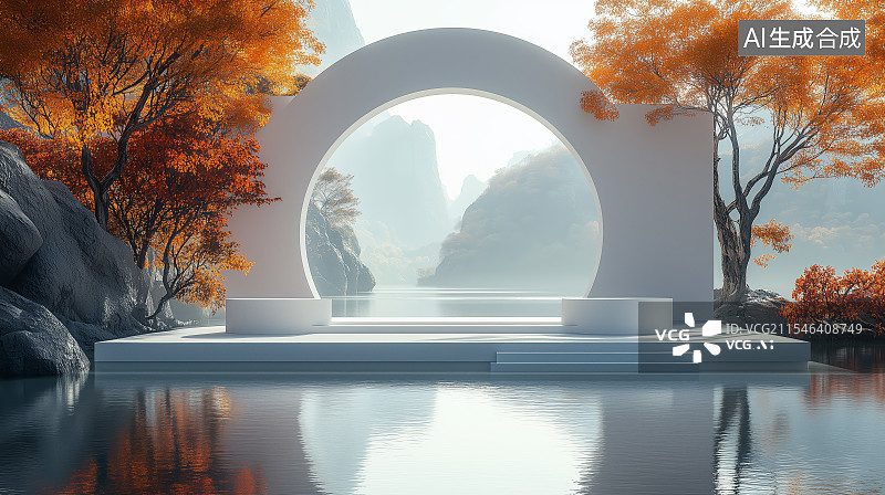 【AI数字艺术】园林建筑设计场景图片素材