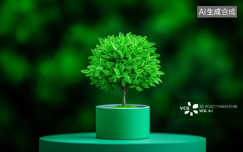 【AI数字艺术】绿色的小盆栽图片素材