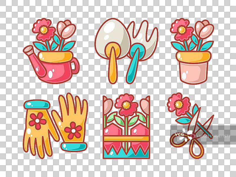 可爱的园艺元素贴纸合集图片素材