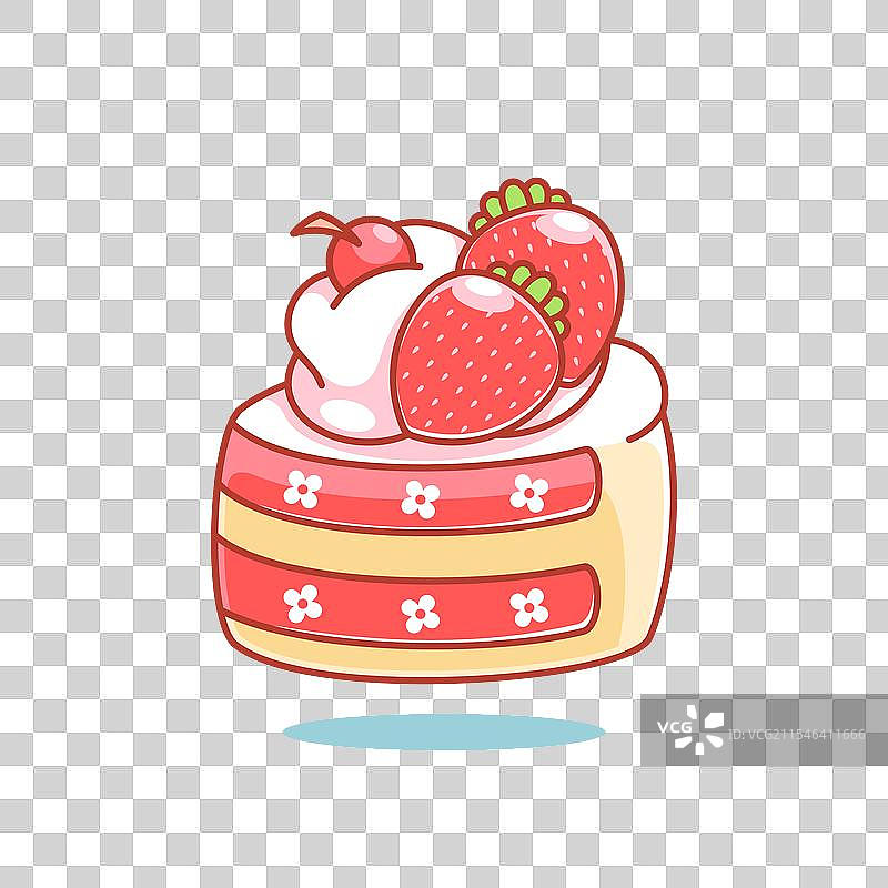 美味的草莓顶饰卡通蛋糕图片素材