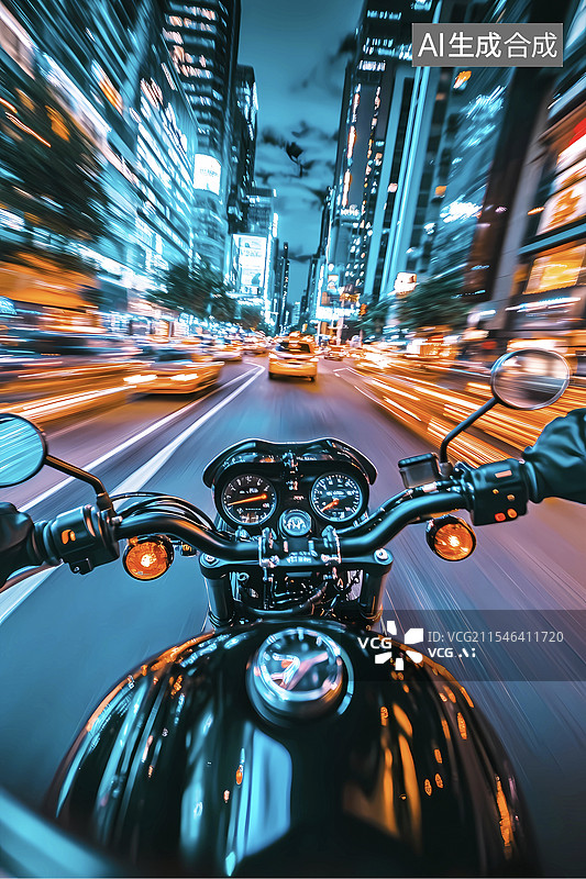 【AI数字艺术】潮流摩托赛车速度摄影图片素材