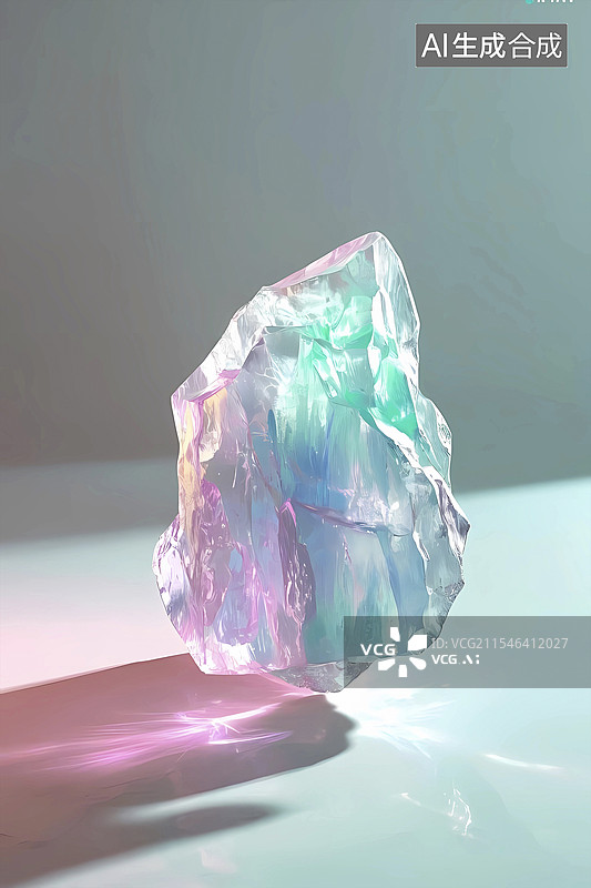 【AI数字艺术】彩色水晶原矿石图片素材