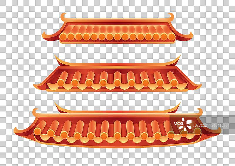 中国风红色金融矢量古建筑屋檐元素图片素材