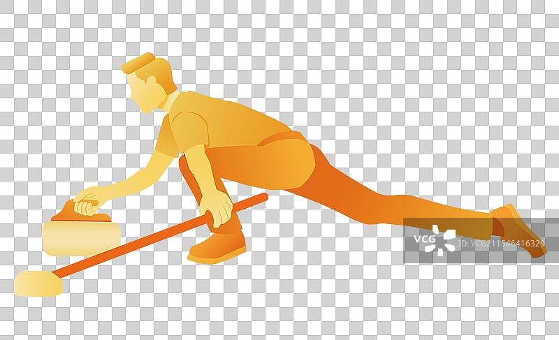 金色冰壶运动元素图片素材