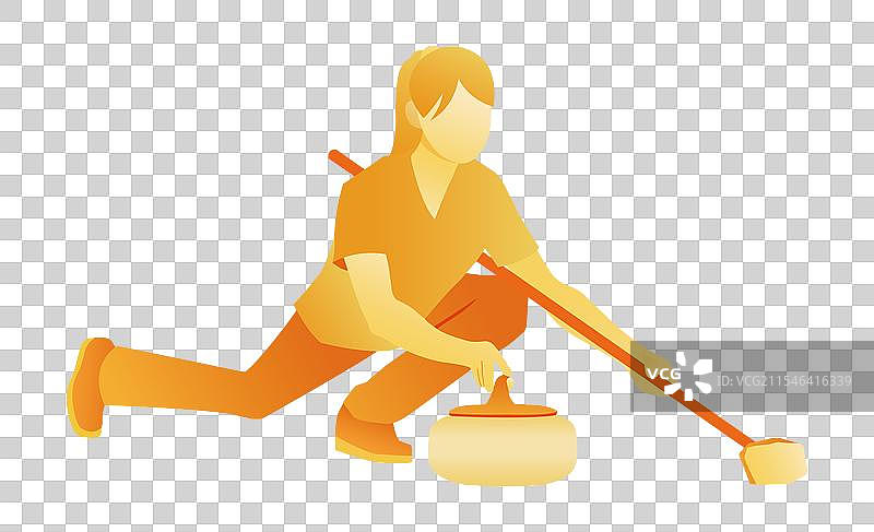 金色冰壶运动元素图片素材