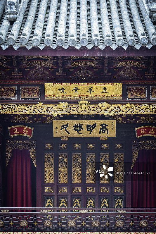 浙江省宁波市海曙区天一阁博物馆秦氏支祠戏台图片素材