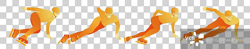 金色短道速滑运动插画元素图片素材