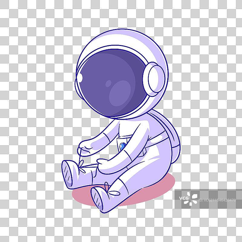 宇航员坐着系鞋带图片素材
