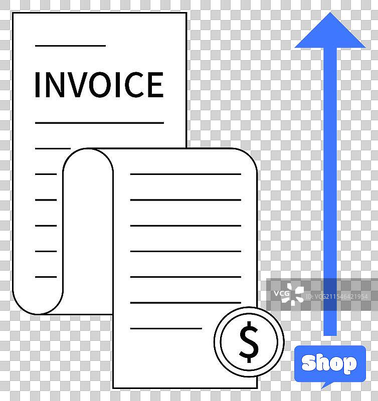 带有长收据和向上箭头的发票图片素材