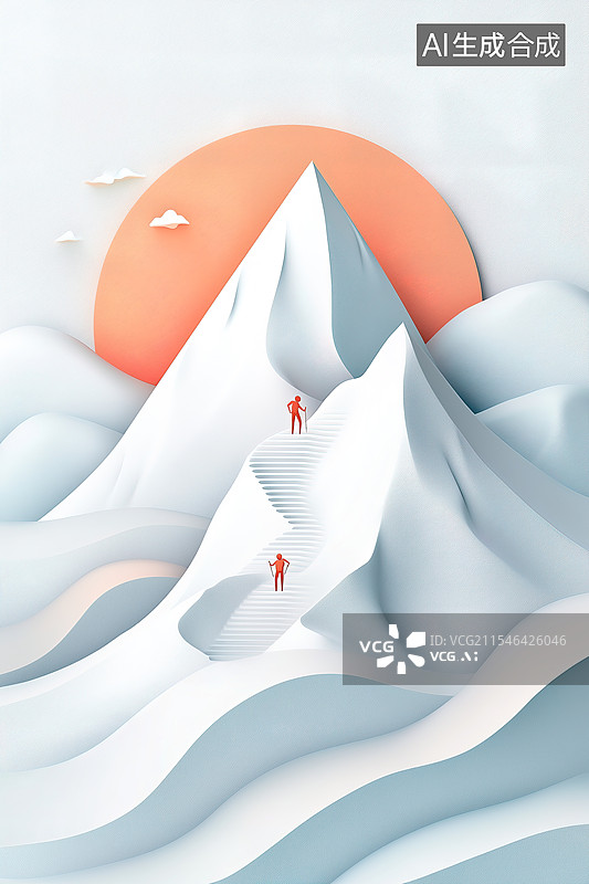 【AI数字艺术】极简主义登山者图片素材