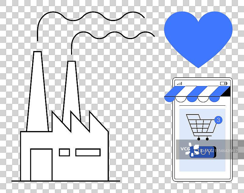 现代在线购物与工业工厂图片素材