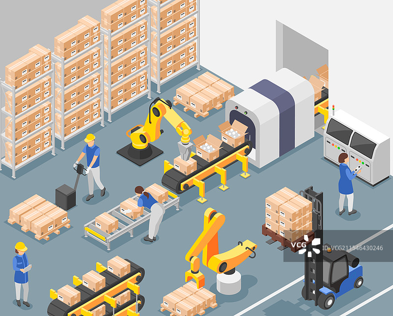 等距图制造工人在工作图片素材