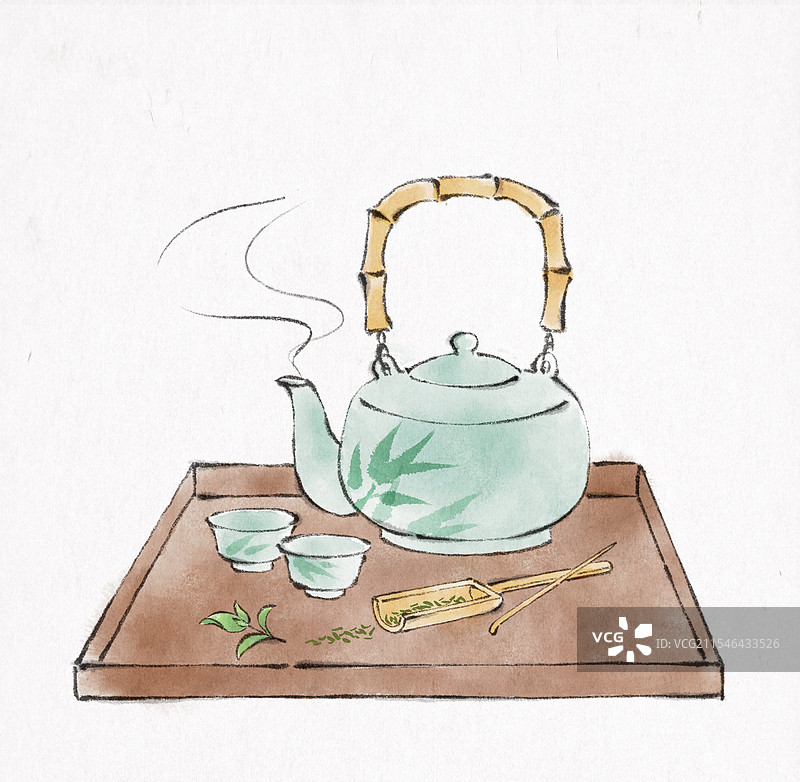 绿茶绿色龙井茶茶具图片素材