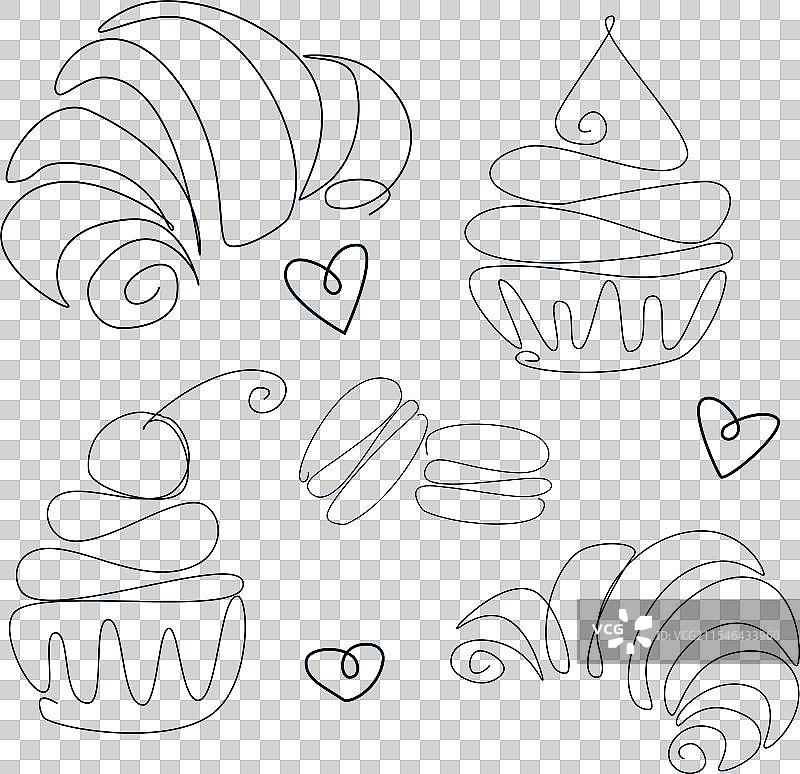 手绘各种糕点食品的集合图片素材