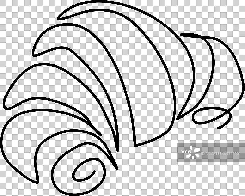 连续一线的可颂面包手绘艺术图片素材