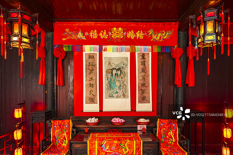 传统中式婚礼建筑，同里古镇，苏州图片素材