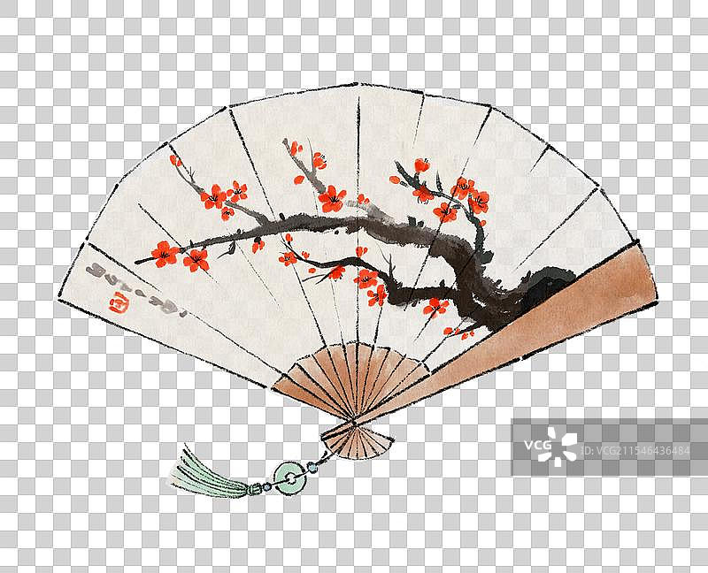 中式古风水墨梅花折扇图片素材