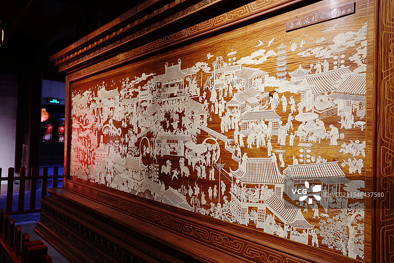 木雕甬城风情图图片素材