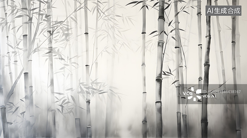 【AI数字艺术】竹林中的竹子插画图片素材