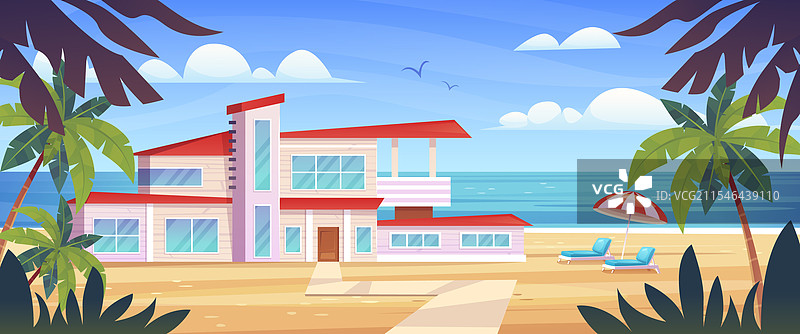 岛屿小屋现代平房热带度假村图片素材