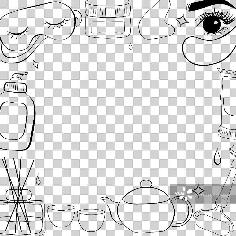 化妆美容和化妆框架的细线图案图片素材