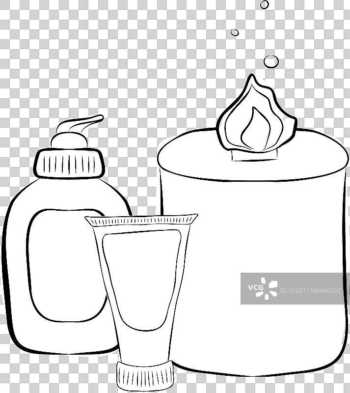 包含蜡烛和手的水疗元素线条艺术图片素材