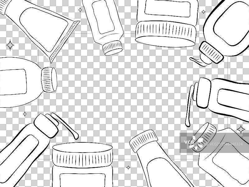 一组护肤瓶子，矩形框架图片素材