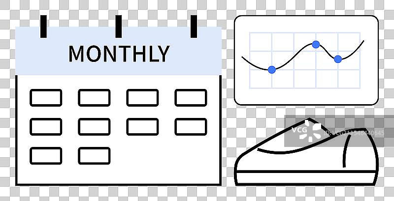 每月计划和运动鞋的分析图片素材