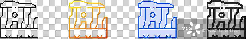 巨石图标，细线性渐变蓝色描边和图片素材