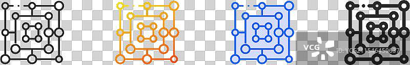 磨坊图标，细线性渐变蓝色描边和图片素材