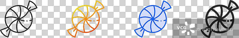 薄荷图标，细线性渐变蓝色描边图片素材