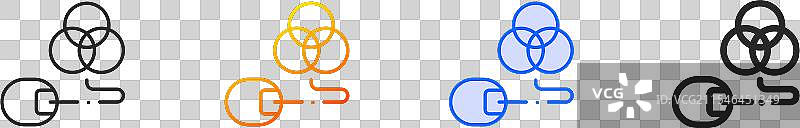 模式图标，细线性渐变蓝色描边和图片素材