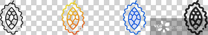 苦瓜图标，细线性渐变蓝色描边图片素材