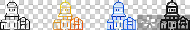 mompox 图标，细线性渐变蓝色描边和图片素材