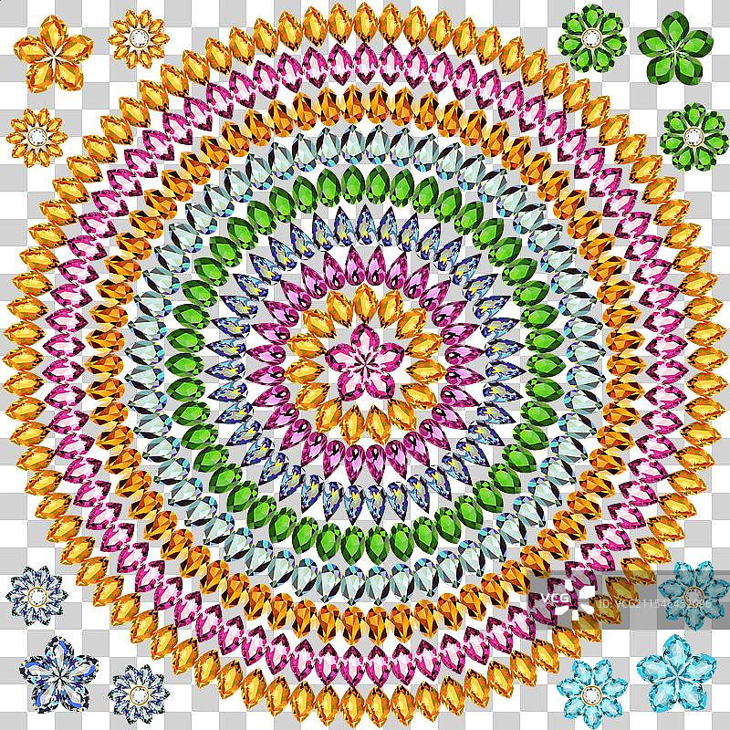 几何曼荼罗胸针珠宝设计元素图片素材