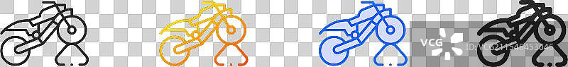 摩托车图标，细线性渐变蓝色描边图片素材