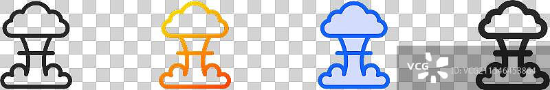 蘑菇图标，细线性渐变蓝色描边和图片素材