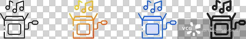音乐盒图标，细线性渐变蓝色描边图片素材