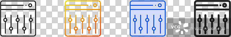 音乐混音器图标，细线性渐变蓝色描边图片素材